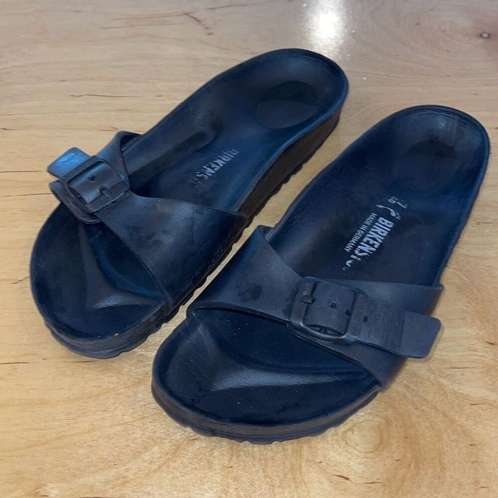 Birkenstock Womens Madrid EVA Adjustable Strap Slip On Sandals‎ Black Size 40